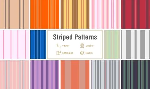 Retro striped lines patterns inspired by classic fabric design. Seamless ve.. Stock Illustration