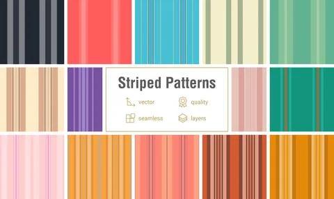 Retro striped pattern bundle for craft cutting. Clear lines paths support p.. Stock Illustration