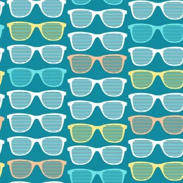 Retro Striped Sunglasses Seamless Pattern Background. Vector 스톡 일러스트