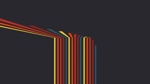 Retro stripes in 3D animation. Dynamic camera for change titles 스톡 동영상 341317832