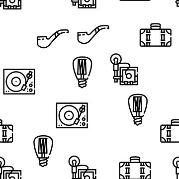 Retro Stuff Devices Vector Seamless Pattern 스톡 일러스트