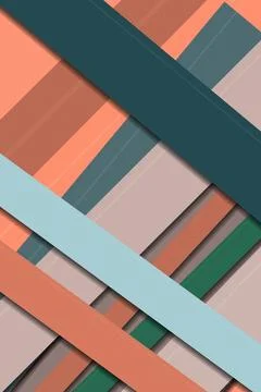 Retro-style abstract building facade with bold orange, green, and blue wind.. Illustrazione stock