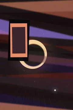 Retro-style abstract design with a framed rectangle, circular glow, and sub.. イラスト素材