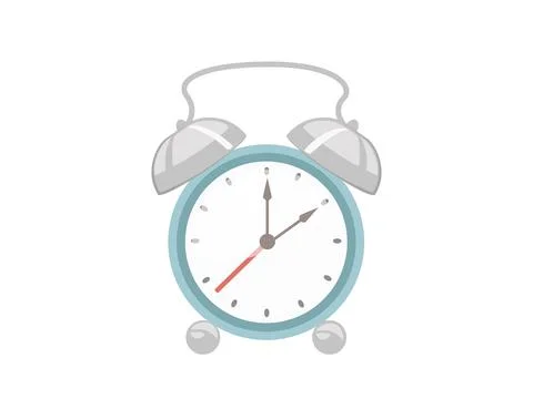 Retro style alarm clock with plastic case mechanical clock vector illustration Stock Illustration