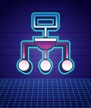 Retro style Algorithm icon isolated futuristic landscape background. Algorith イラスト素材