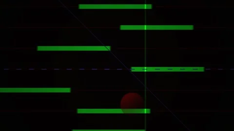 Retro Style Arcade Game Featuring A Red Ball Bouncing On Moving Green Platf.. Stock Footage 340526431