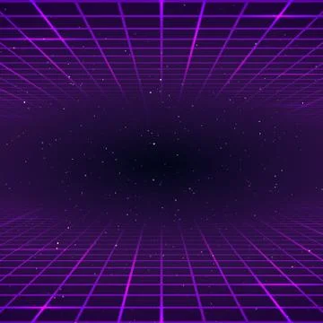 Retro style background. Laser rays purpur color. Cosmic or universe infinity. Stock Illustration