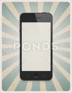 Retro style background with mobile phone Stock Illustration