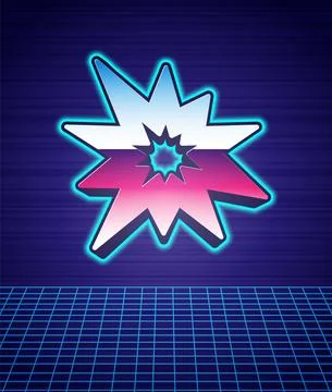 Retro style Bomb explosion with shrapnel and fireball icon isolated futuristic 스톡 일러스트