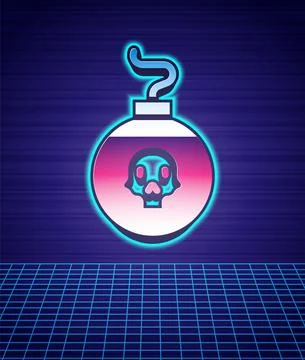 Retro style Bomb ready to explode icon isolated futuristic landscape background イラスト素材
