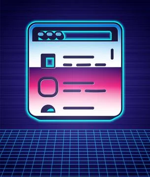 Retro style Browser files icon isolated futuristic landscape background. 80s Illustrazione stock