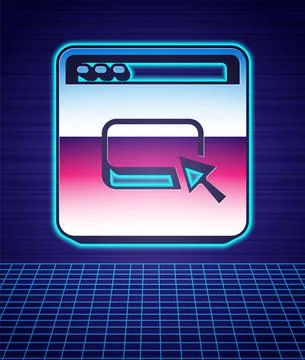 Retro style Browser files icon isolated futuristic landscape background. 80s Stock Illustration