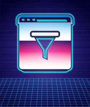 Retro style Browser window icon isolated futuristic landscape background. 80s 스톡 일러스트