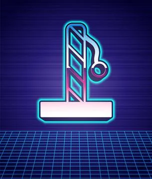 Retro style Cat scratching post with toy icon isolated futuristic landscape Stock Illustration