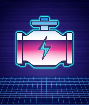 Retro style Check engine icon isolated futuristic landscape background. 80s Stock Illustration