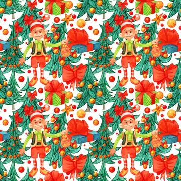 Retro style Christmas pattern. Winter endless background. colorful illustration Stock Illustration