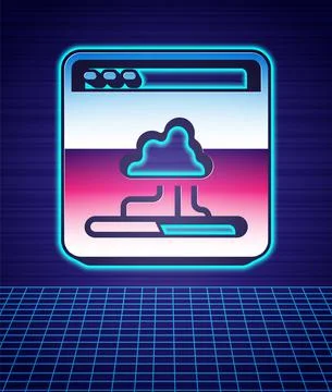 Retro style Cloud technology data transfer and storage icon isolated futuristic Illustrazione stock
