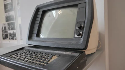 The Retro Style Computer. Close-Up Stock Footage 153399457