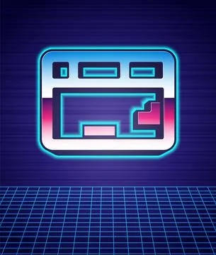 Retro style Computer keyboard icon isolated futuristic landscape background. PC Stock Illustration