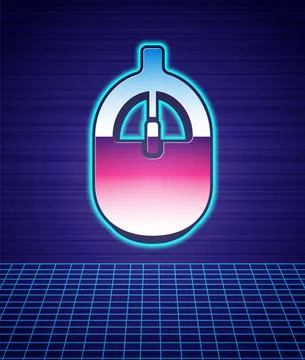 Retro style Computer mouse icon isolated futuristic landscape background Stock Illustration