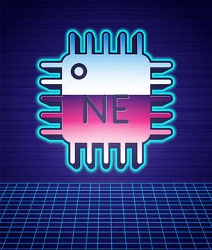 Retro style Computer processor with microcircuits CPU icon isolated futuristic 库存插图