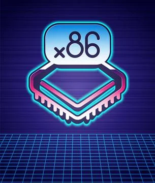 Retro style Computer processor with microcircuits CPU icon isolated futuristic イラスト素材