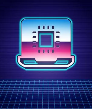 Retro style Computer processor with microcircuits CPU icon isolated futuristic イラスト素材