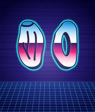Retro style Date fruit icon isolated futuristic landscape background. 80s Ilustración de archivo