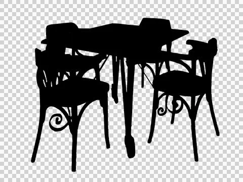 Retro style dinning set isolated graphic Stock Illustration