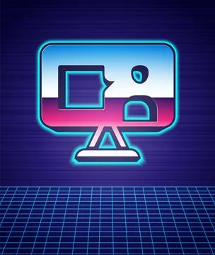 Retro style E-learning of different foreign languages icon isolated futuristic Illustrazione stock