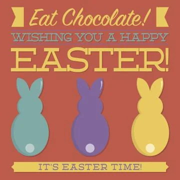 Retro style Easter typographic card in vector format. Stock Illustration