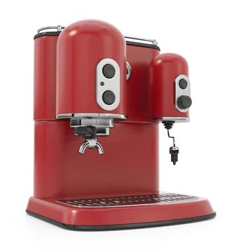 Retro style espresso machine isolated on white background. 3D illustration Stock Illustration