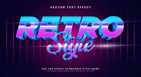 Retro Style flashback nightlife editable text effect 스톡 일러스트