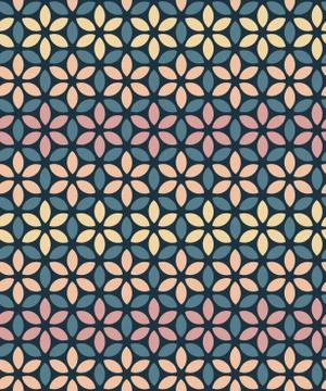 Retro style floral seamless pattern, striped ornament Stock Illustration