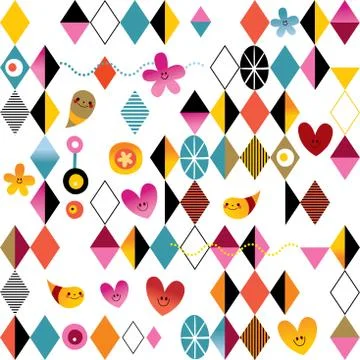 Retro style fun cartoon pattern Stock-Illustration