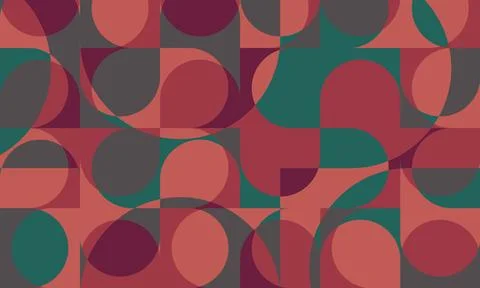 Retro style geometric pattern with red and green pastel colors. Illustrazione stock