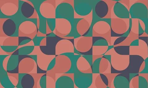 Retro style geometric pattern with red and green pastel colors. Stock Illustration