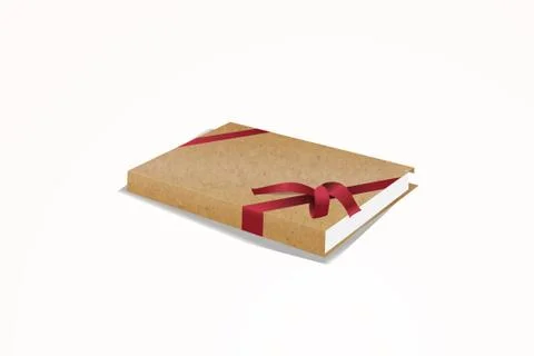 Retro style gift notepad with red ribbon. Isolated on a white background Stock Illustration