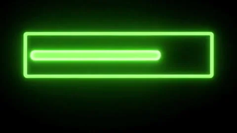 Retro-style glowing green progress bar animation on a dark background. Stock Footage 340318520