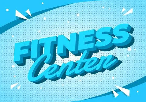 Retro style graphic with bold text Fitness Center in blue. Stock Illustration