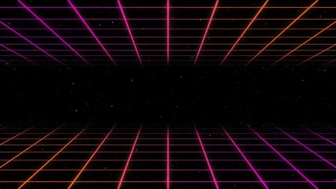 Retro Style Grid Seamless Loop Animation 80s Synthwave Neon Motion Background Video stock 343919924