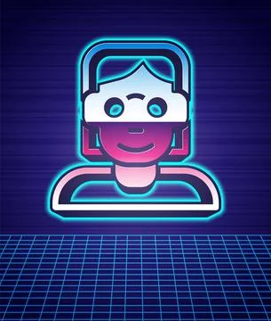 Retro style Hacker or coder icon isolated futuristic landscape background Stock-Illustration