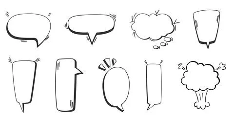 Retro style handdrawn comic speech bubbles collection. Vintage design on 스톡 일러스트