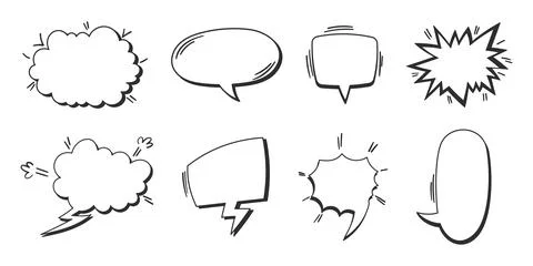 Retro style handdrawn comic speech bubbles collection. Vintage design on 스톡 일러스트