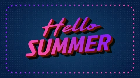 Retro Style Hello Summer Motion Text Animation With Neon Gradient Colors An.. Stock Footage 333160821