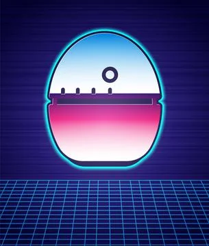 Retro style Kitchen timer icon isolated futuristic landscape background. Egg Stock Illustration