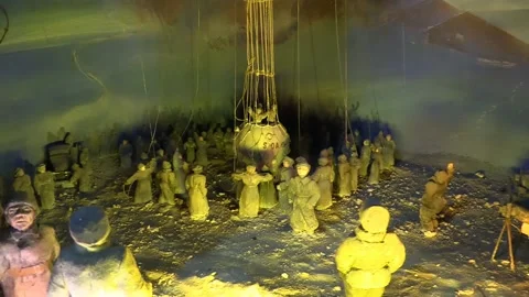 Retro style. Layout. Dolls. Running a balloon with people. Crowd. B Video stock 150443492