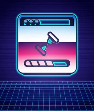Retro style Loading a data window with a progress bar icon isolated futuristic Ilustración de archivo