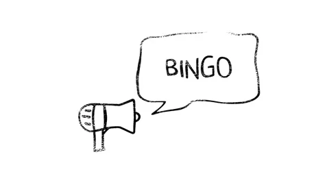 Retro style megaphone with speech bubble bingo. Beautiful animation of the text Stockbeeldmateriaal 153843470
