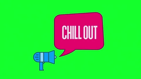 Retro style megaphone with speech bubble Chill animated text with moving colours Stock Footage 153847401